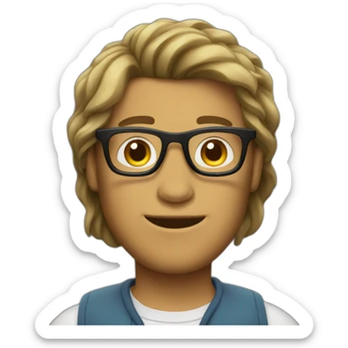 guy with glasses and curtain hairstyle sticker