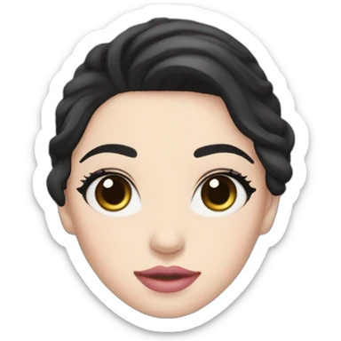 Beautiful young woman,Black hair,long hair,White skin,oval face,big eyes,Blackeyes,Pink lips,Chinese sticker