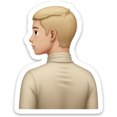 person with strain in the back of their neck. One hand holding the back of the neck sticker