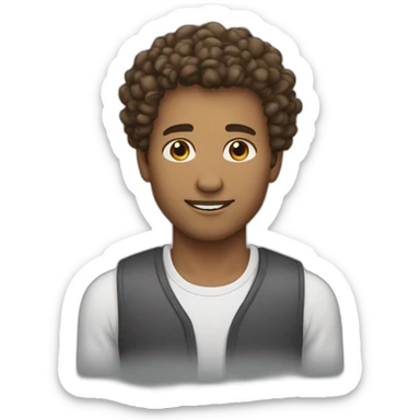 Man with brown curly hair fade haircut sticker