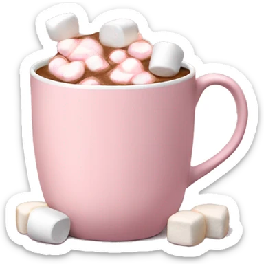 Light Pink mug of hot chocolate with marshmallows  sticker