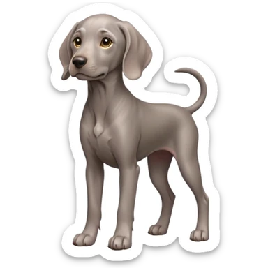 cinematic-noble-weimaraner puppy-full body-emoji on all fours,-poised-and-regal,-with-a-strong,-athletic-build-and-a-lustrous,-well-groomed-grey fur,-deep-set-soulful-brown-eyes,-simplified-yet-sharp-and-sophisticated-features,-highly-detailed, sticker