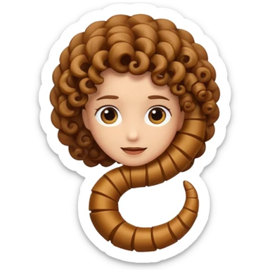curly hair strand shaped like a spiral sticker