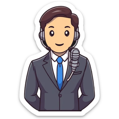 Vavinews Man, male news anchor with suit and microphone sticker
