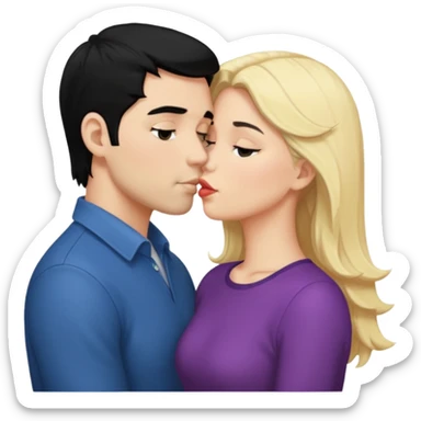 couple kissing black hair man blonde woman sticker