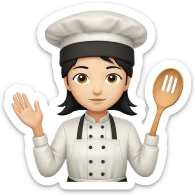 Chef pelinegra pelo largo y liso sticker