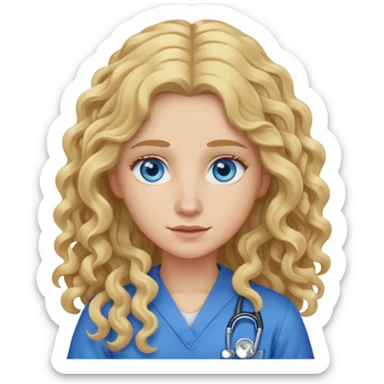 AEMT long curly blonde hair and blue eyes sticker