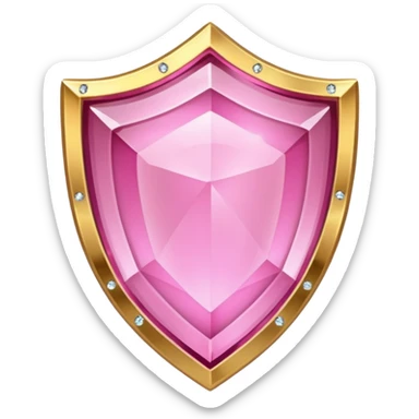 Pink crystal shield golden border sticker