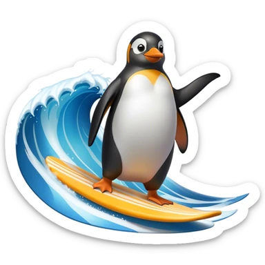 penguin big z from surf's up, big wave surfing sticker