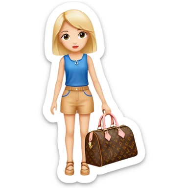 Girl with a Luis Vuitton bag sticker