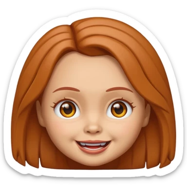 Un emoji de Chukky versión mujer ojos marrones piel latina sticker
