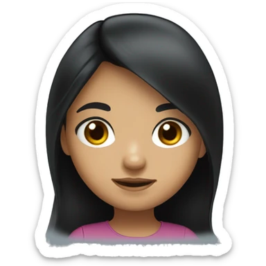 Cute hispanic girl with big eyes and long black hair sticker