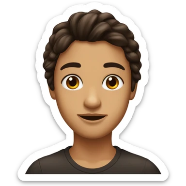 brune avec cheveux marrons foncés et yeux marron foncé et sourcils noirs cheveuc mi-lngs sticker