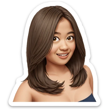 smiling girl indoors with brown hair sticker