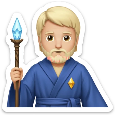 beardless wizard with bob-cut blonde hair and one blocked eye sticker