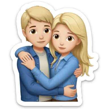 Couple hugging each other but the boy has mustang sticker