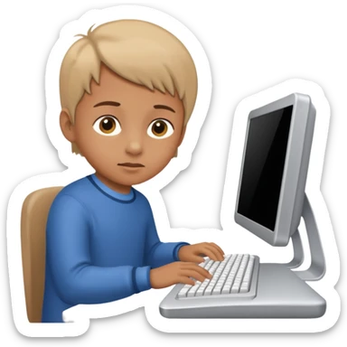 a child programs on a computer sticker