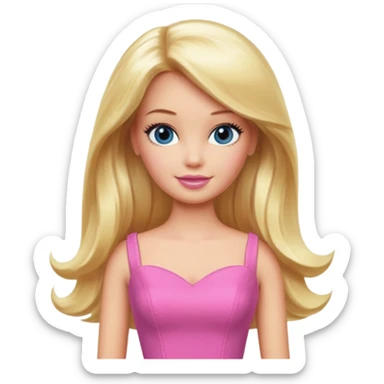 barbie, long blonde hair, pink dress sticker