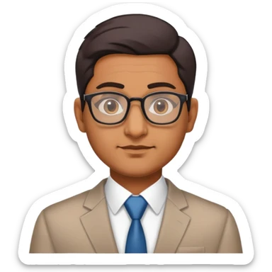 Indian finance bro with glasses, business attire, confident expression sticker