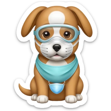 dog Wearing Medical Mask sticker