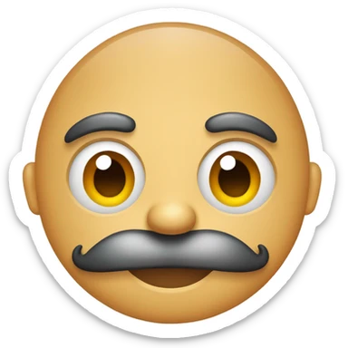 emoji with mad eyebrows smiling with a mustache  sticker