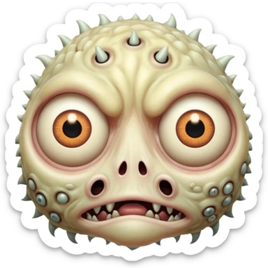 large skin surface with dozens of eyes creepy moster sticker