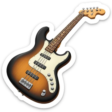 head of a electric bass guitar with 4 knobs sticker