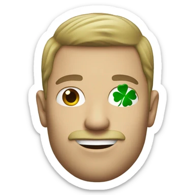 white man with four leaf clover sticker