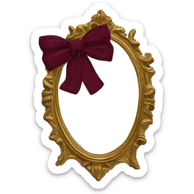 Vintage mivintage mirror with handle and burgundy bow sticker