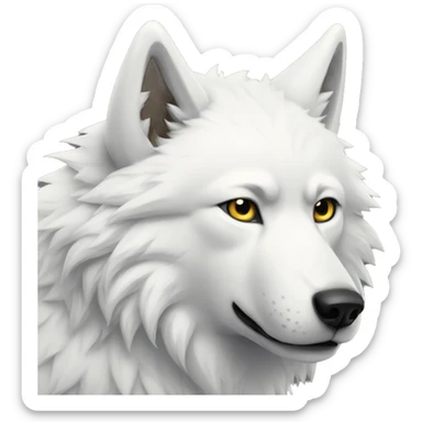 furry white wolf tell bark sticker