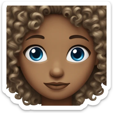 Blue-eyed curly brunette with long hair sticker