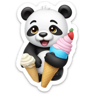 Panda eating ice cream sticker
