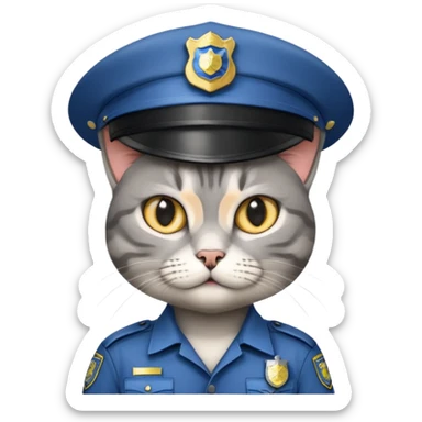 grey cat police sticker