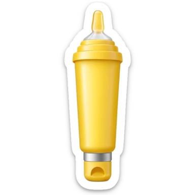 small squeezable tube with tapered nozzle and removable cap, slightly angled, subtle glossy highlight, compact smooth monochrome yellow, minimalistic design, no label, no glue drops, no extras, closed tube, apple emoji style, soft lighting, subtle shadows, emoji scale sticker