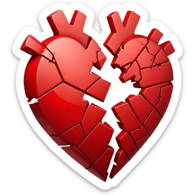 "Realistic HD red broken heart, shattered pieces, no money present, empty and dramatic look, clean white background." sticker