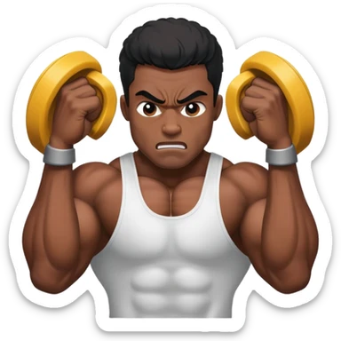 black bodybuilder frustrated pulling hair sticker