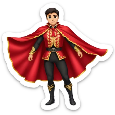 ​Cinematic Spanish Matador Holding a Red Cape, rendered with dynamic motion blur and vivid, high-contrast lighting, sticker