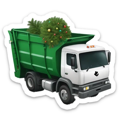 Happy garbage truck picking up Christmas tree sticker