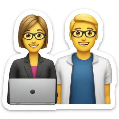 2 personnes devant un ordinateur sticker