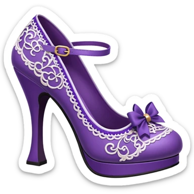 Lolita shoes, white and purple sticker