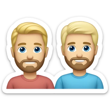 Gay male couple. One Blond hair and blue eyes. The other one has dark hair and brown eyes and a beard.  sticker
