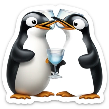 two penguins clinking glasses sticker