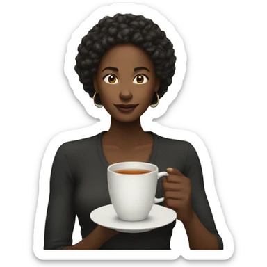 Black woman with tea  sticker