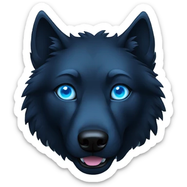 Black wolf with neon blue eyes sticker