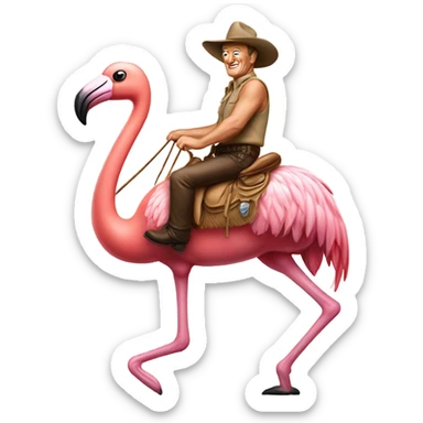 John Wayne riding a flamingo sticker