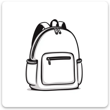 a backpack with pockets, zippers, and straps, in pastel colors dd9fb0, ffc6d3, a3bfc9, c4bee2, f1b091, detailed hand-drawn doodle style sticker