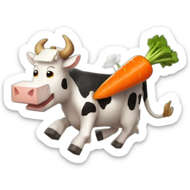 Cow riding a happy carrot on a Minecraft ender dragon  sticker
