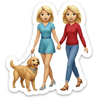 perro andando de la mano a dos patas con una rubia sticker