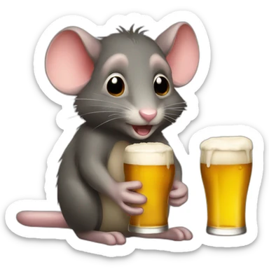 Ratón tomando cerveza sticker