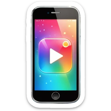 smartphone with a play button and sparkles sticker